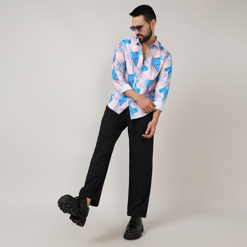 Image of CAHOOT Men's Twisted Crease Shirt for Casual Wear | Spread Collar | Long Sleeve | Button Closure | Shirt Crafted with Comfort Fit for Everyday Wear