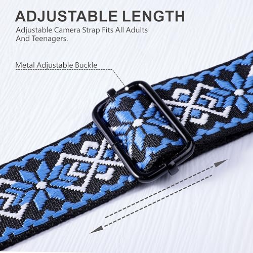 Image of Padwa Lifestyle Adjustable Camera Strap - 1.5 inch Full Grain Leather Ends Camera Straps for Photographers, Adjustable Neck Shoulder & Crossbody Cotton Strap Quick Release for Cameras and Binoculars