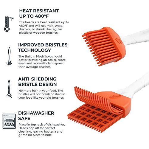 M KITCHEN WORLD Silicone Spatula Set and Silicone Pastry/Basting Brushes Bundle