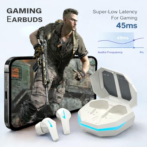 Image of iFAST GM05 True Wireless Stereo Gaming Earbuds, Quad Mic ENC for Clear Calls, Bluetooth 6.0, Low Latency Gaming, RGB LED, Type-C Fast Charge, 5H /40H Playtime, IPX5 | White