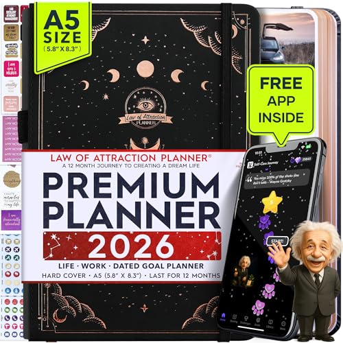 Law of Attraction Planner 2026 with Panduo App - Weekly & Monthly Goal Setting Planner to Increase Productivity | Life & Gratitude Journal, Include Foldable Vision Board, Gift Box & Stickers