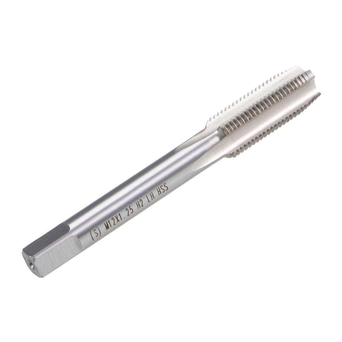 sourcing map Taraud Machine Métrique Gauche Filetage M12 Pas 1.25 H2 4 Flûtes Acier Rapide
