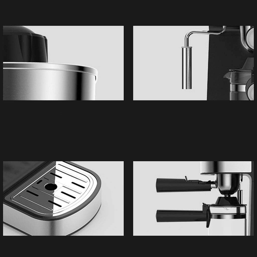 Coffee machine Coffee Machine 800W Semi-Automatic Espresso Coffee Machine Steam Type Overheat Overvoltage Protection Pause Function Coffee Maker Stainless Steel Decoration Black