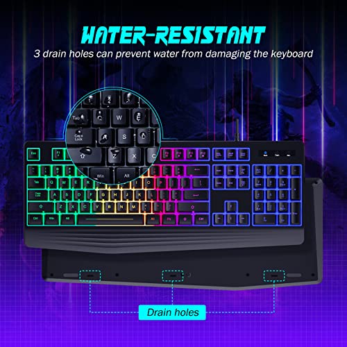 Yesbeaut Gaming Keyboard, 7-Color Rainbow Led Backlit thumb #5