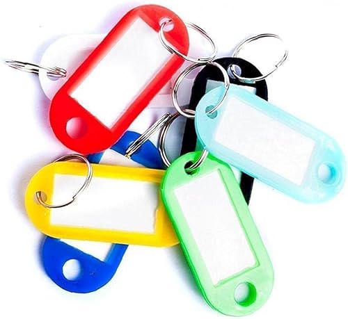 50 etiquetas para llavero, etiquetas de equipaje, llaveros de tarjetas de papel para escribir, de plástico, para gabinetes, etiquetas de