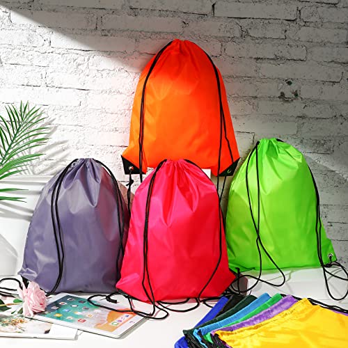 Image of Shappy 100 Pcs Drawstring Backpack Bulk Sports Gym Cinch Bag Polyester String Bag for Men Women (25 Colors)