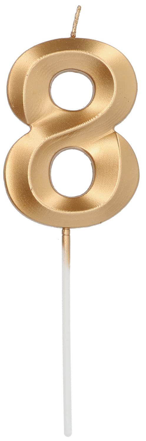 Folat 18878 Candle Glamour Number 8 Gold Metallic