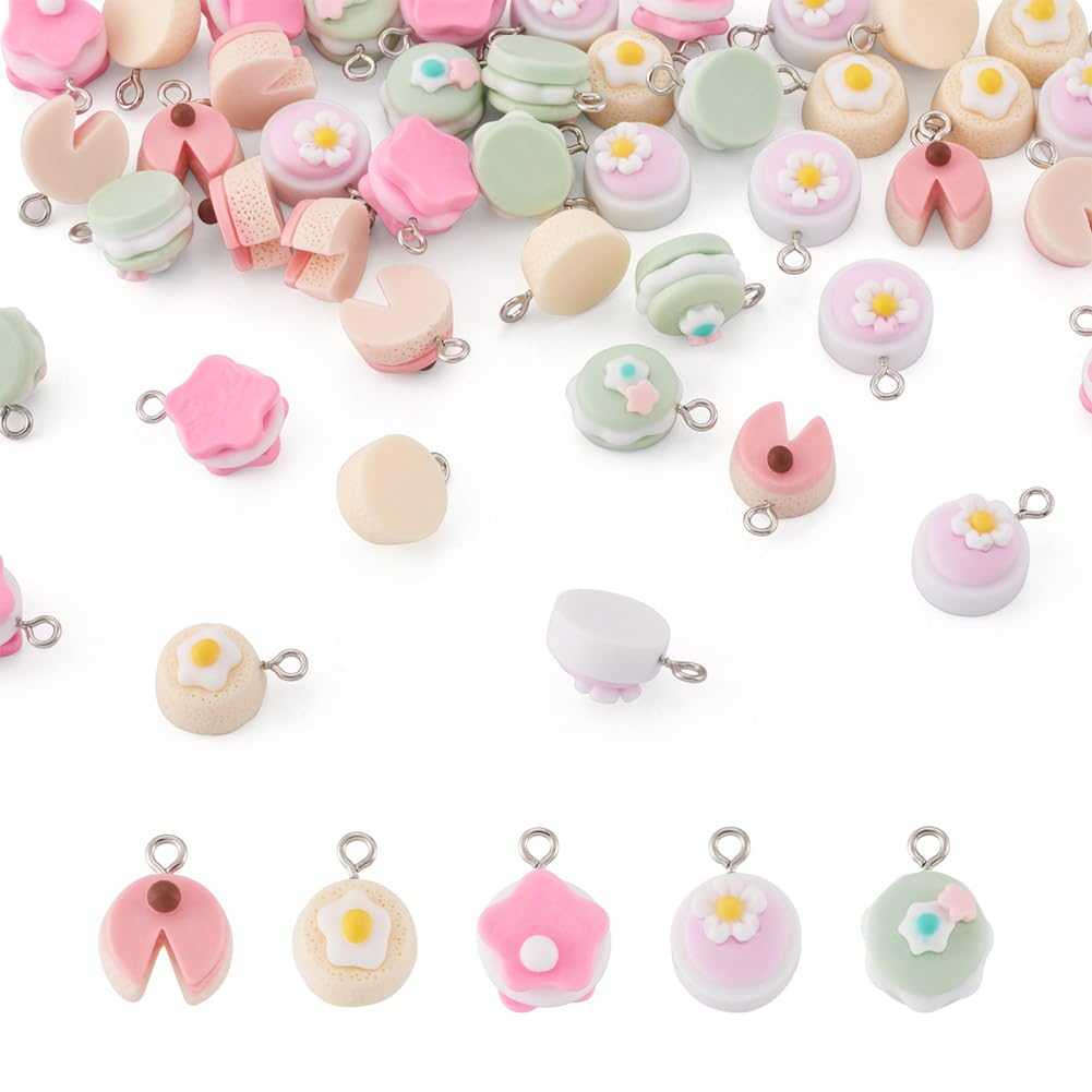 Cheriswelry 50Pcs Cake Resin Charm Pendants Cute Sweet Food Dessert Charms with Metal Loops for DIY Jewelry Making Crafting — image 1