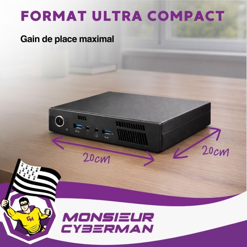 PC Ultra Mini Intel Core i5 Windows 11 Pro SSD 500Go RAM 16Go Wi-Fi Écran 22'' Ordinateur Bureau Compact Reconditionné
