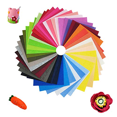 40Pcs 6x6 Inch Felt Fabric Sheets,1mm Thick Assorted Colors Felt Fabric Squares Sheet for DIY Crafts Sewing Art Halloween and Christmas