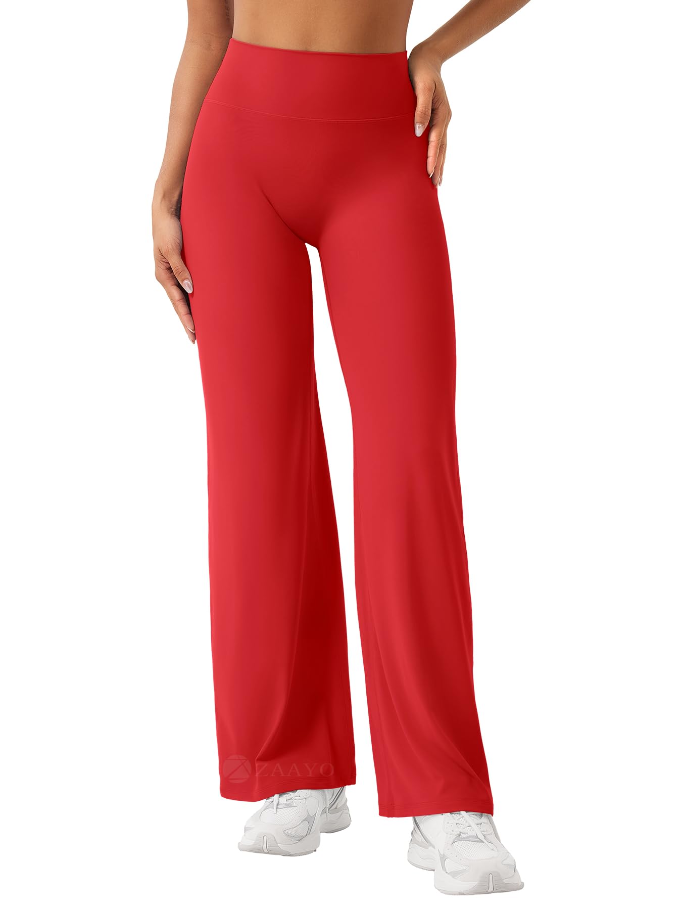 ZAAYO Nahtlose Straight Leggings Damen Hohe Taille Flared Leggings Yoga Hosen Sport Yoga Legging Damen Gym Yoga Pants Schlaghose-Regular/Lang/Extra Lang