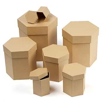 Amazon.com: Set of 7 Paper Mache Hexagon Boxes - Papier