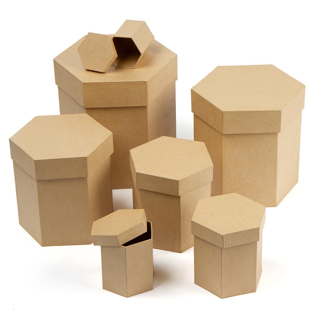 【PAPIER-MACHE STORAGE CONTAINER】 Amazon.com: Factory Direct Craft Set of 7 Paper Mache Round