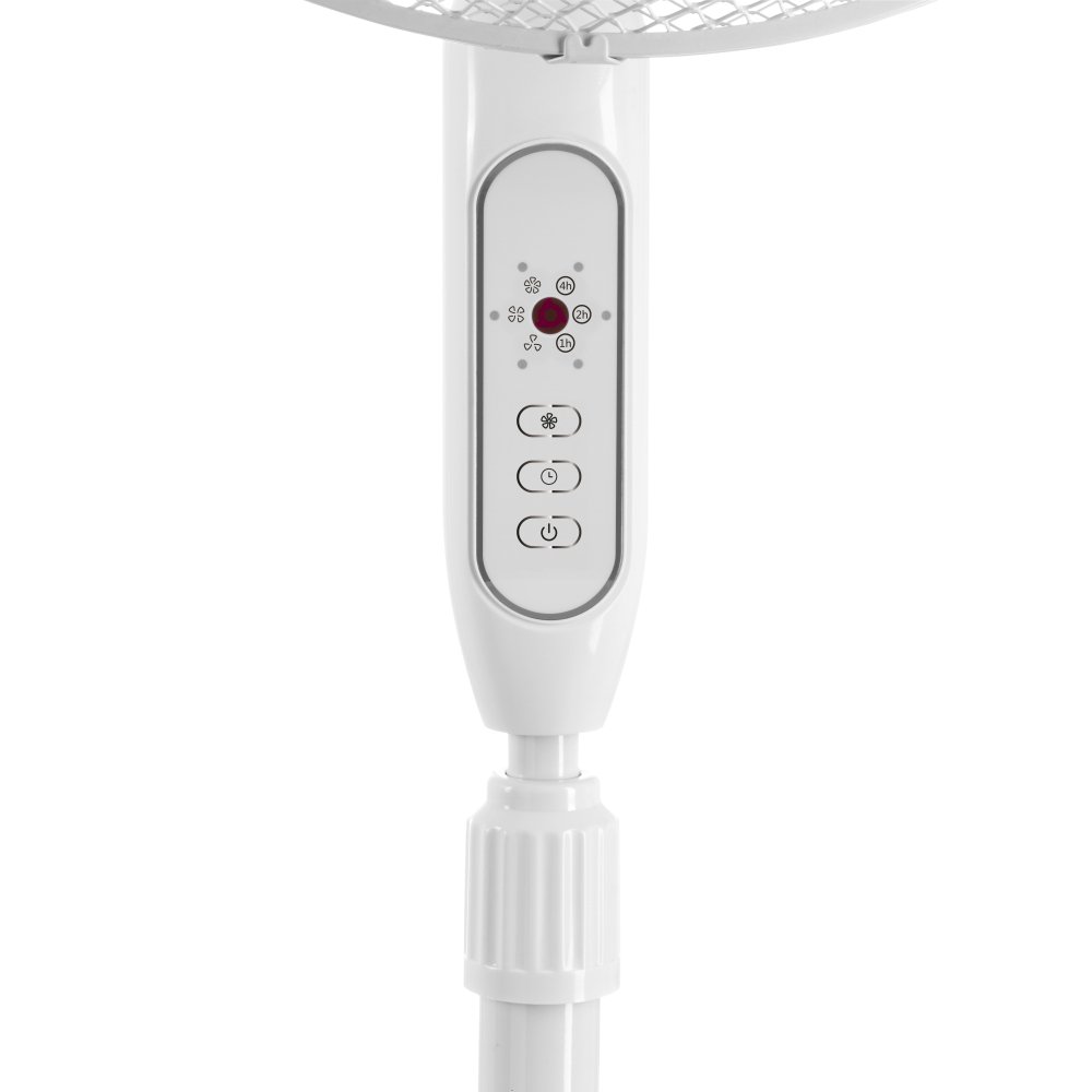 TROTEC TVE 25 S Wentylator stojący moc 40 W automatyczna oscylacja o 80° 3 stopnie prędkości średnica łopatek 40 cm kąt nachylenia do 30° wysokość od 110 do 130 cm cicha praca z pilotem i timerem