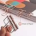 Rose Gold Wire Binder Clips and Cute Paper Clips Set Assorted Sizes, 2 Large 6 Medium 10 Small Smooth Stainless Hollow Office Clamp Clips
