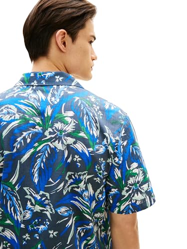 Image of Tommy Hilfiger Men's Lightweight Short Sleeve Cotton Beach Print Shirt with Pocket, Men's Casual Button Down Summer Shirts
