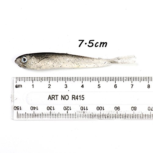 Esche in silicone, a forma di pesce, con occhi tridimensionali, per pesca richiamo, morbido, 10 pezzi