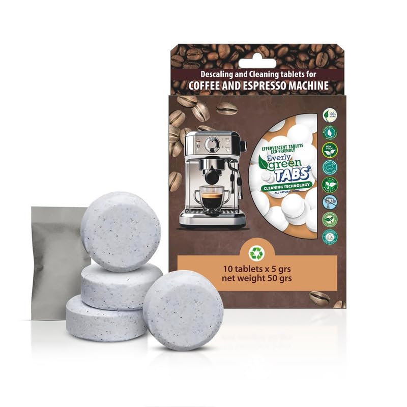 EVERLYGREEN Coffee & Espresso Machine Cleaning Tablets – Pot Cleaner & Descaler – Moisturize Increases Reliability & Performance Of Coffee Machine – Eco-Friendly & Chlorine Free - 10 pack