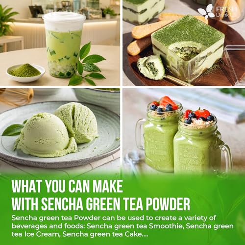 Image of FreshDrinkUS, Premium Sencha Powder 16 oz Fine Ground Green Tea Powder, Japanese-Style Tea for Hot or Iced Drinks, Unsweetened, Vegan & Gluten-Free