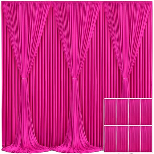 8 Panels Fuchsia Backdrop Curtain for Parties Birthday Party Wrinkle Free Hot Pink Photo Curtains Backdrop Drapes Fabric Decoration for Wedding 40ft(W) x 10ft(H)