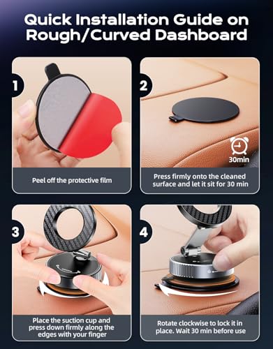 Image of Mohard Vacuum Magnetic Mobile Phone Holder Car for MagSafe Car Mount, 2025 Upgraded [Nano Gel + Suction Cup] Mobile Phone Holder Car Car, 360 Rotatable Foldable & 2400GF Strongest Magnet for iPhone