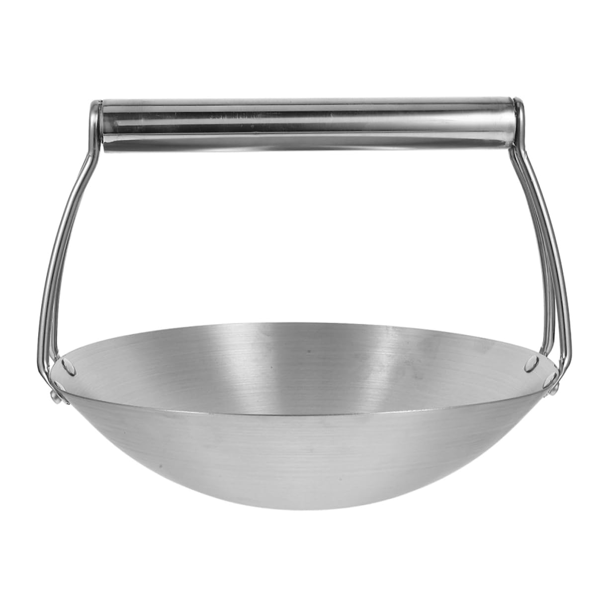 MAGICLULU Edelstahl Wok mit Aufhängestange, 31, 75cm Durchmesser | Runder Boden, zum Servieren, Braten und Kochen, für Küche, Restaurant und Zuhause