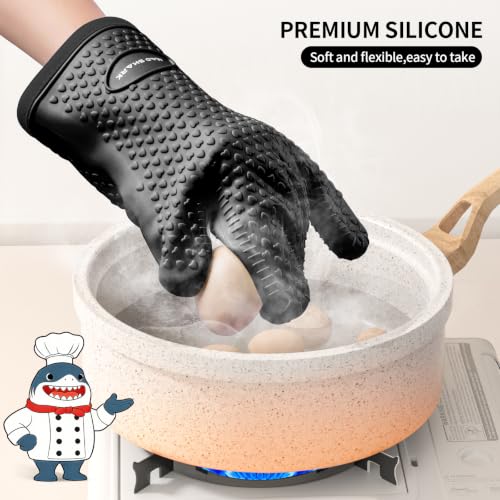 Image of MAD SHARK Silicone Oven Mitts with Fingers Heat Resistant 450F in Kitchen