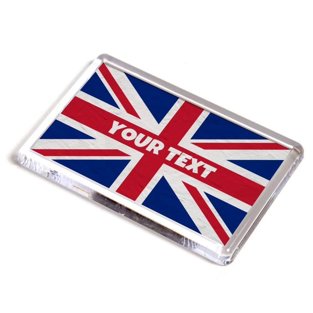FRIDGE MAGNET - Union Jack Flag - Personalised Customised Custom Gift - Any Name/Any Text