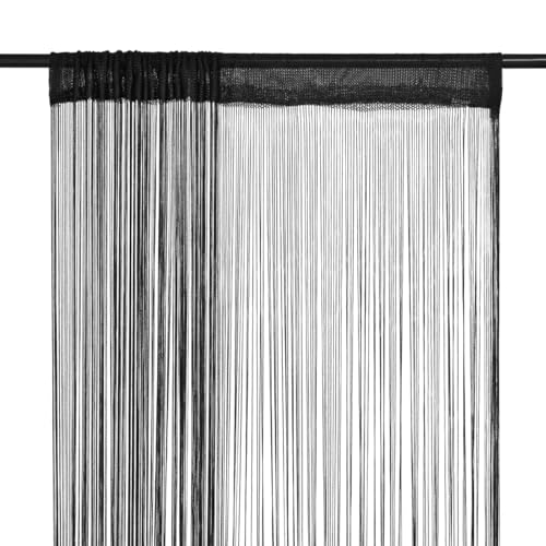 Xichuzi Cortinas de Flecos 2 Piezas 140x250 cm Negras, Cortinas Dormitorio, Cortina Opaca, Cortinas Salon Modernas, Cortinadecor, Visillos De Cocina