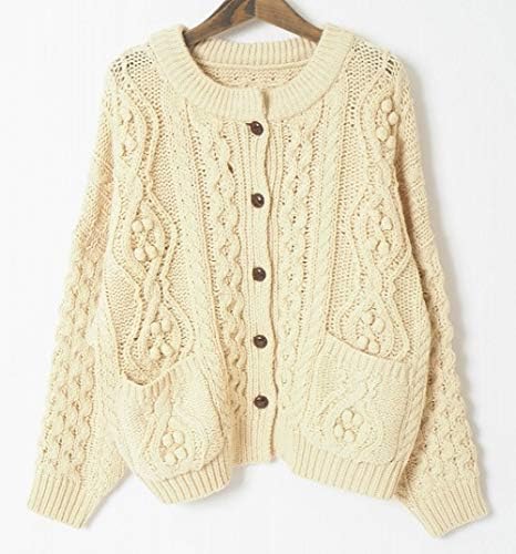 Amazon クリスプ Crisp ポンポンケーブルカーディガン アイボリー F カーディガン ボレロ 通販