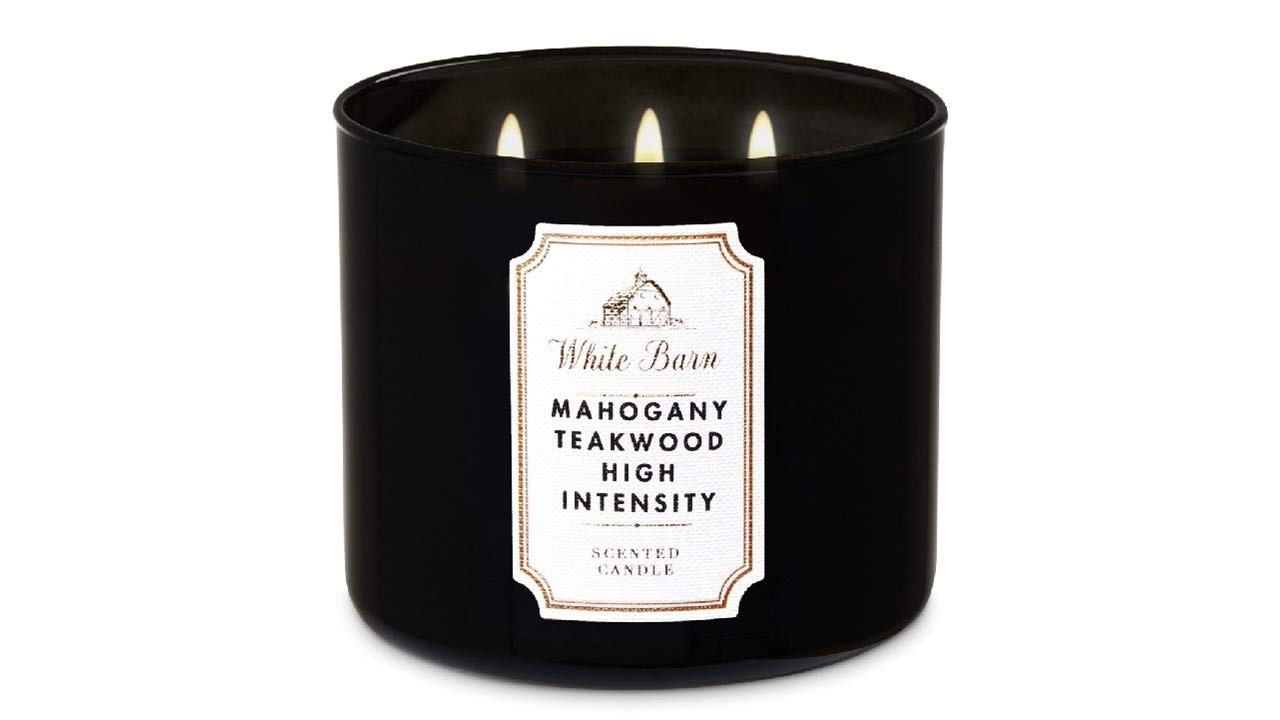 Amazon Com Bath Body Works White Barn 3 Wick Candle In Mahogany Teakwood High Intensity Home Kitchen
