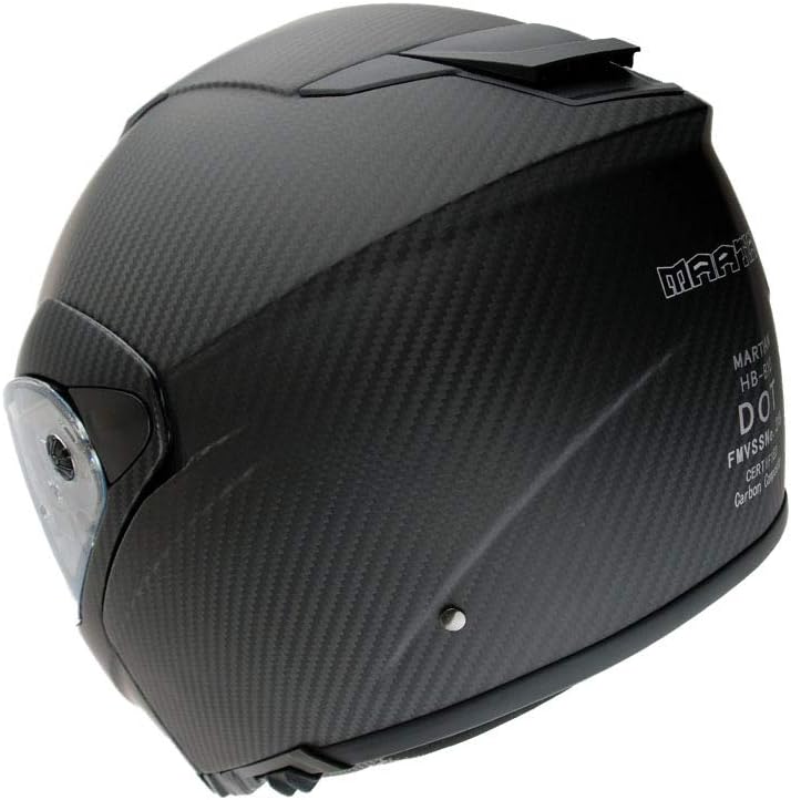 Martian Genuine Real Carbon Fiber Motorcycle Modular Flip up Full Face Helmet Bundle with Freedconn Motorcycle Bluetooth Headset