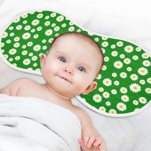 Classic Daisy Pattern Muslin Baby Burp Cloths - Super Absorbent and Soft Burping Rags - Cotton Burp Clothes Set for Boys and Girls, 1 Pack4