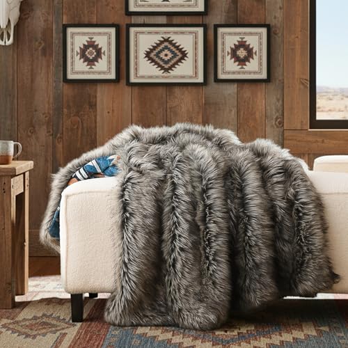 Luxury Plush Faux Fur Throw Blanket with Aztec Pattern Super Warm Fuzzy Elegant Fluffy Decoration Blanket for Couch Armchair Sofa and Bed 50x 60 Teal