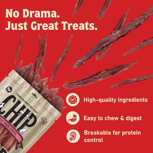 Image of Chip Chops Roast Duck Strips Dog Treats High Protein Low Fat Natural Dog Snacks for Training Rewards Soft Chewy Dog Treats for All Breeds Puppy Adult Dogs 250g Pack