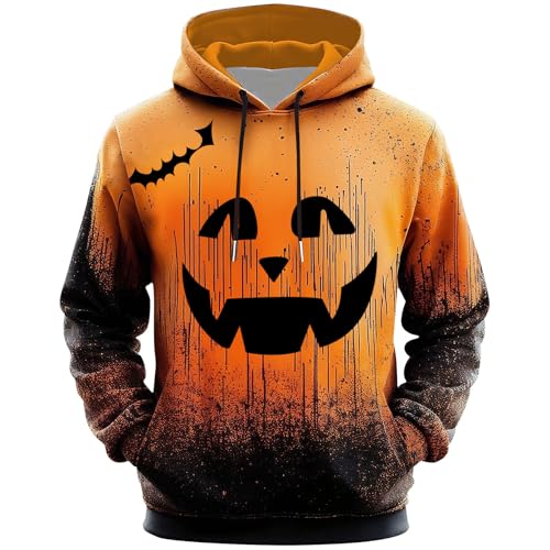 XIAXOGOOL Halloween Pumpkin Faces Hoodie Men Horror Hooded Spooky