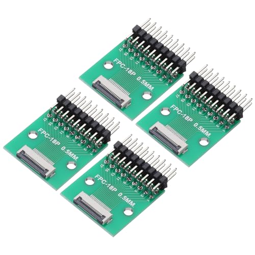 QUARKZMAN 4Pcs Placa de Conector FFC FPC 18 Pines 0.5mm Socket a 2.54mm Doble Hila Ángulo Recto Pin Header Strip Adaptador, Placa Convertidora PCB para DVD TV/Cámaras Digitales/Portátiles
