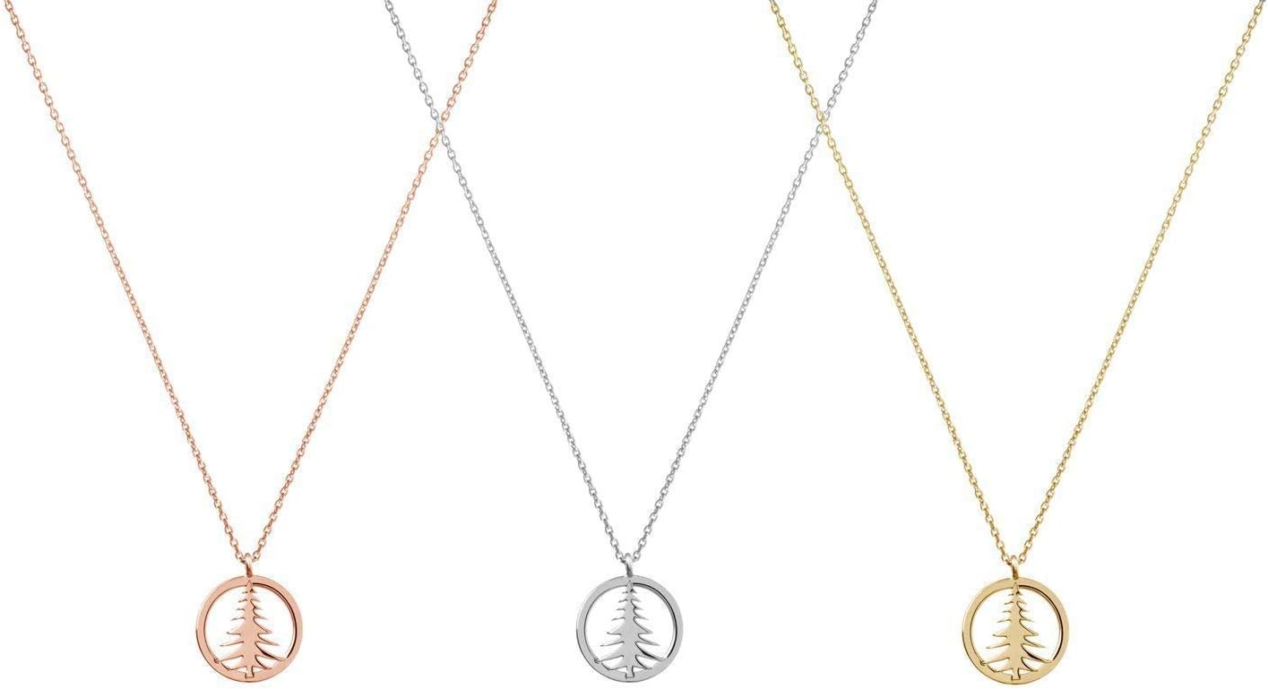 Gold Pine Tree Charm, 9K 14K 18K Gold Necklace, Rose Gold, Festive Pendant, Gift For Her/code: 0.002