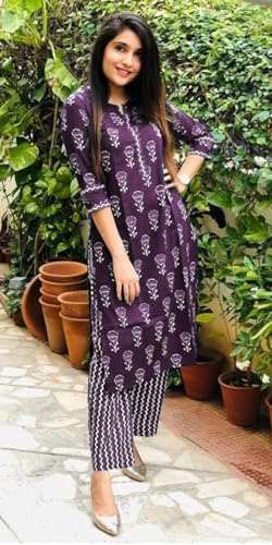 Image of Yashika Women's Printed Cotton Blend Straight Kurta Pant Set - Elegant Ethnic Wear Ensemble for Modern Women, Perfect for Any Occasion