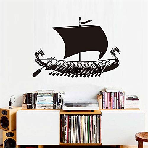 Zxfcczxf  Dragon Viking Schiff Wandaufkleber Wohnzimmer Wand Dekorative Vinyl Boot Silhouette Aufkleber Für Sofa Hintergrund 63 * 43 Cm