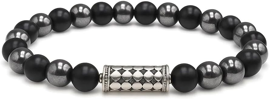Kartini Studio Matte Black Onyx and Hematite Bracelet, Men's Sterling Silver Beads Bracelet, Quality Bead Jewelry for Man - Image 4