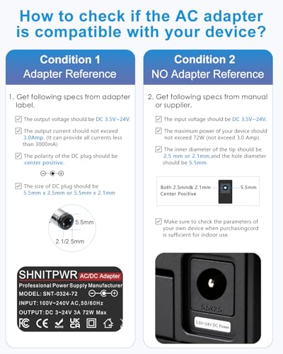 SHNITPWR 3V ~ 24V 3A 72W Power Supply Adjustable DC 3V 5V 6V 9V 12V 15V 16V 18V 19V 20V 24V Variable Universal AC/DC Adapter 100V-240V AC to DC Converter with 14 Tips 5.5x2.5mm 4.0x1.7mm 3.5x1.35mm - Image 5