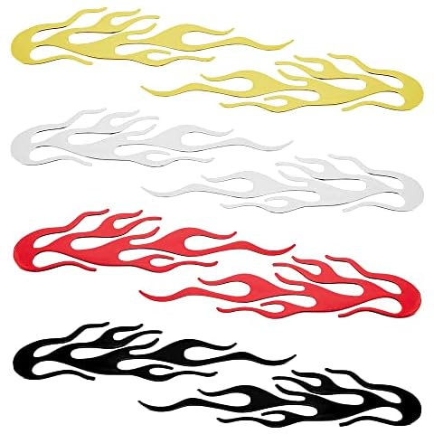 8Pcs 4 Colors Flame Car Stickers Flame Reflective Sticker Car Flames Graphics Stickers 3D Stereoscopic Personality Stickers Suitable for Car Truck Motorcycle Cover