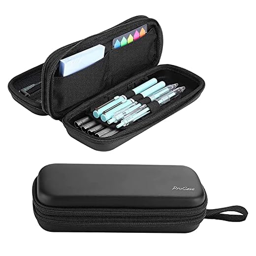 ProCase Estuche de Lápices 2 Compartimentos, Duro Estuche EVA Carcasa Rígida para Bolsa De Lápiz, Portable Ideal para Oficina y Escuelas -Negro
