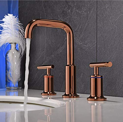 Mélangeur lavabo salle de bain rose gold et robinet évier 3 trous