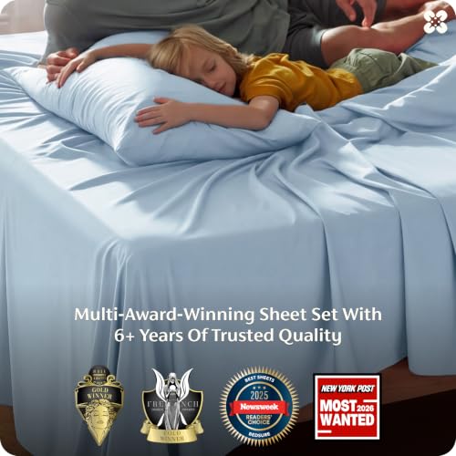 Image of Bedsure PureWoven 100% Rayon Derived from Bamboo, Queen Sheets, 4 Pieces
