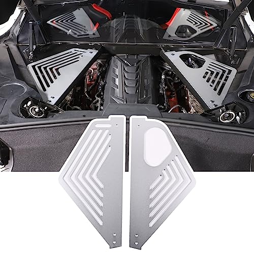 Image of TOYCIDFG Car Engine Bay Panel Cover Left Right Splash Shield Guard for C8 Corvette 2020-2024 Auto Aluminium Interior Body Part Accessories (Silver)