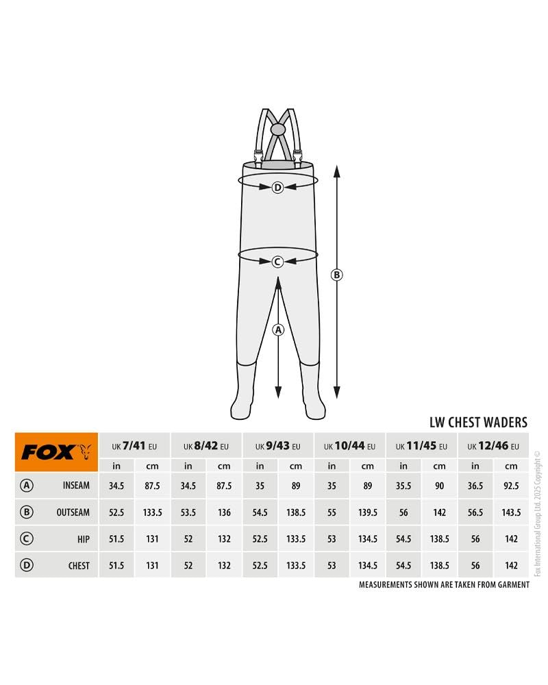 Fox Waders légers doublés Kaki 45 Waders pêche