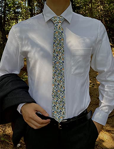 Image of Kebocis Mens Skinny Cotton Floral Tie for Men