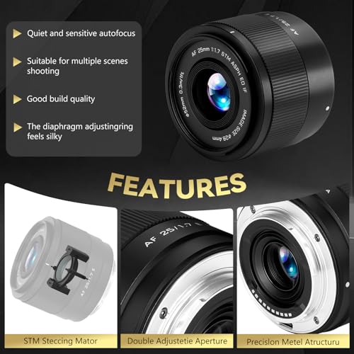 VILTROX 25mm f/1.7 APS-C Prime Lens for Sony E-Mount Compatible with Sony a6600, a6700, ZV-E10, A7C, A7II, A7III, A7RII/III/IV/V, A7SIII, FX30, FX3, A9, ZV-E1, A7CR